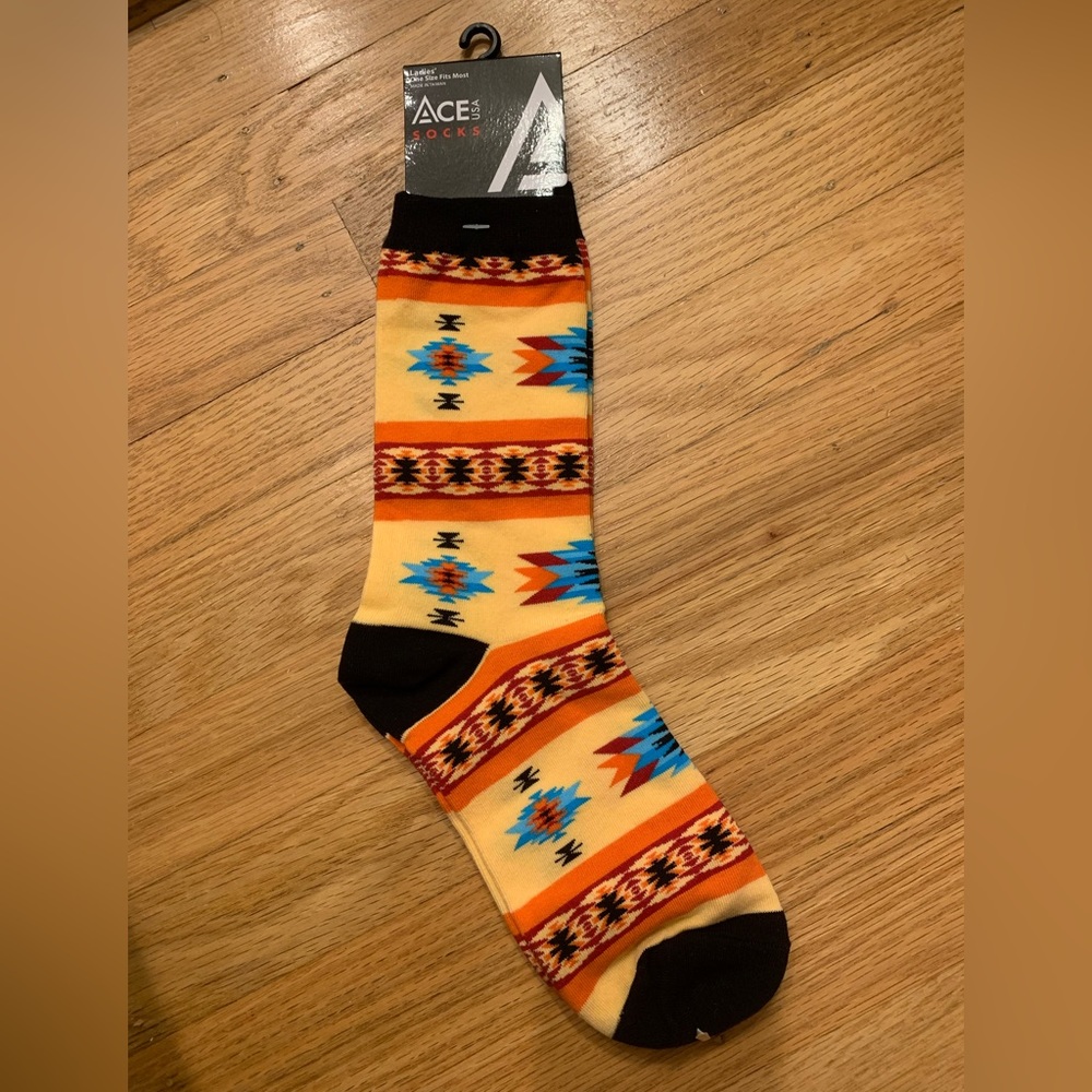 ACE USA Yellow Orange Black Blue Geometric Women‘s